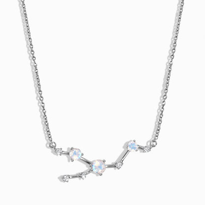 Fine Moonstone Lab Diamond Necklace - Taurus Zodiac Constellation - sterling silver