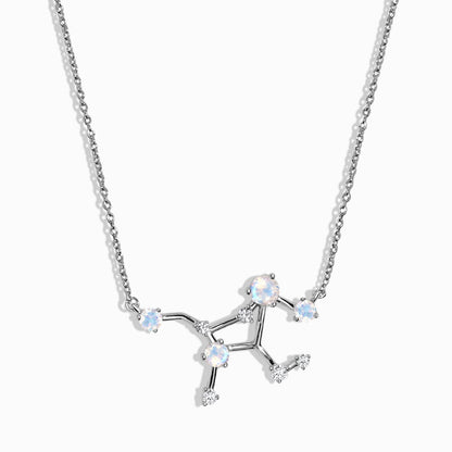 Fine Moonstone Lab Diamond Necklace - Virgo Zodiac Constellation - sterling silver