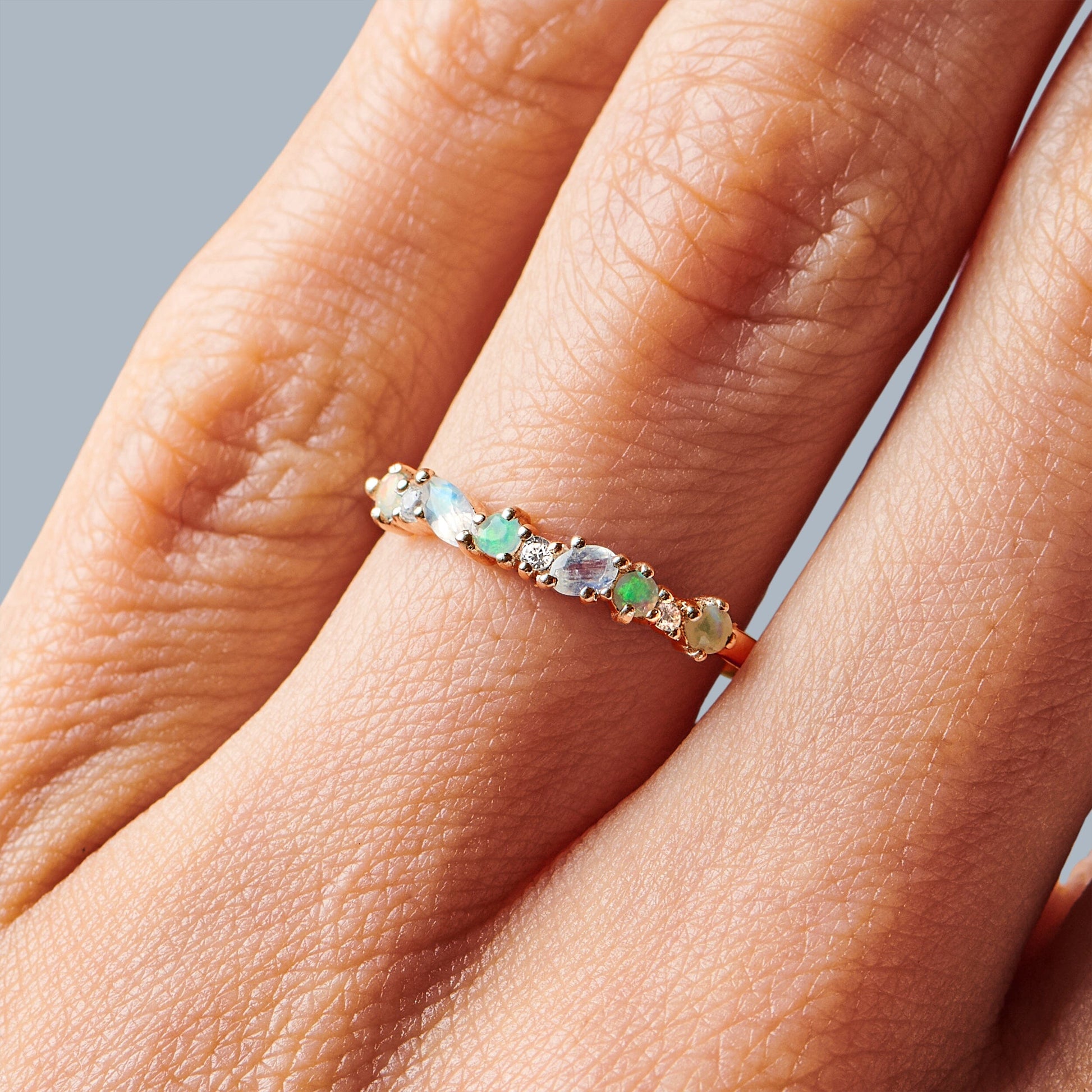 Moonstone Opal Ring - Grace - rose gold vermeil alternate