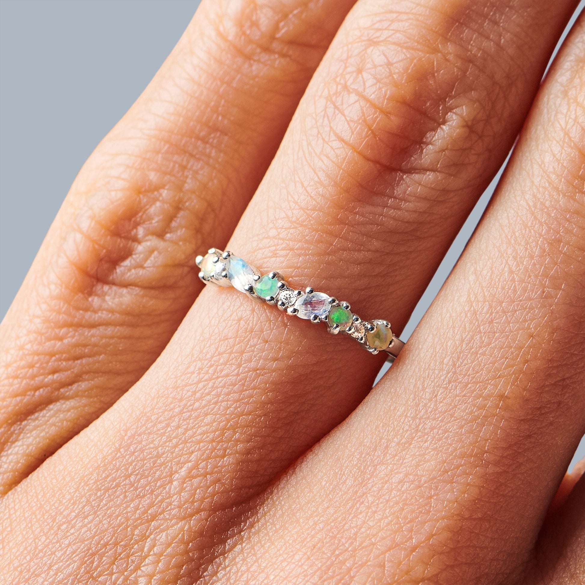Moonstone Opal Ring - Grace - sterling silver studio