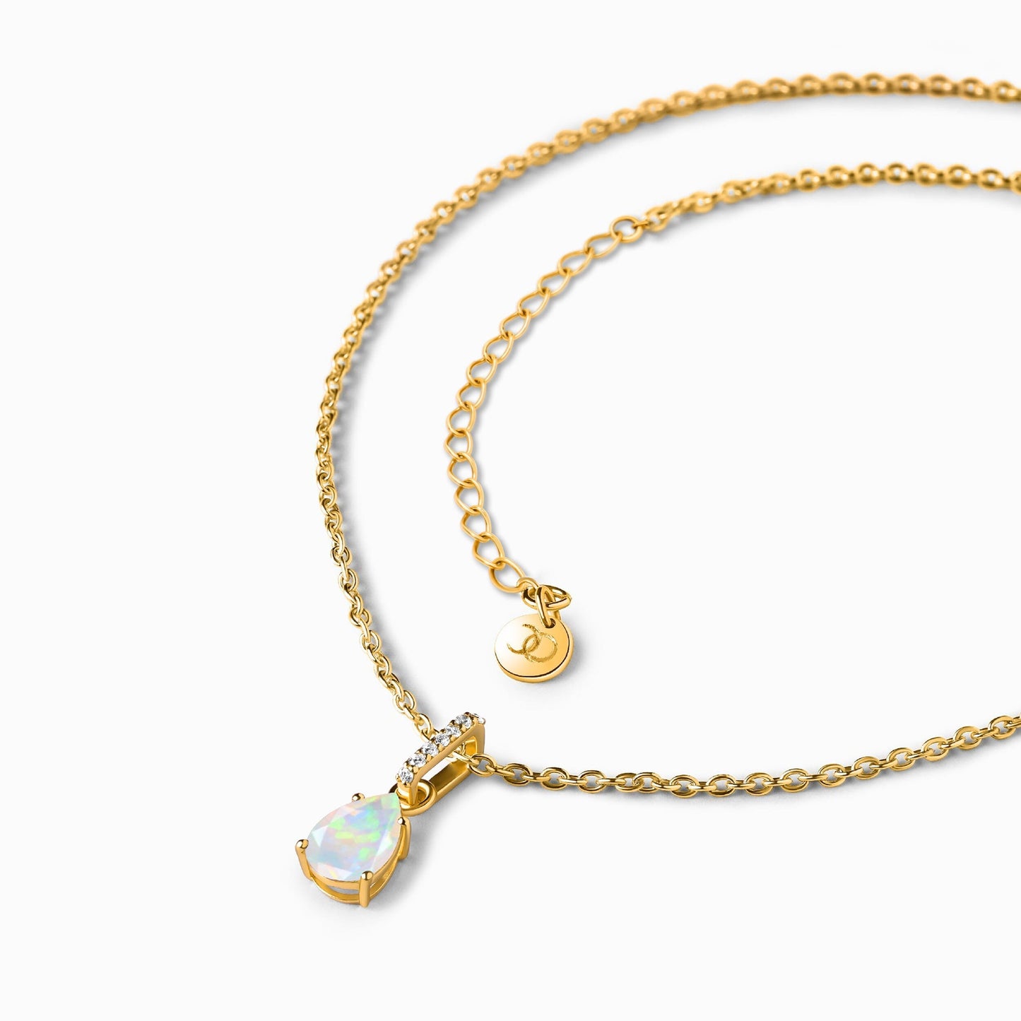 Opal Necklace Sway - yellow gold detail