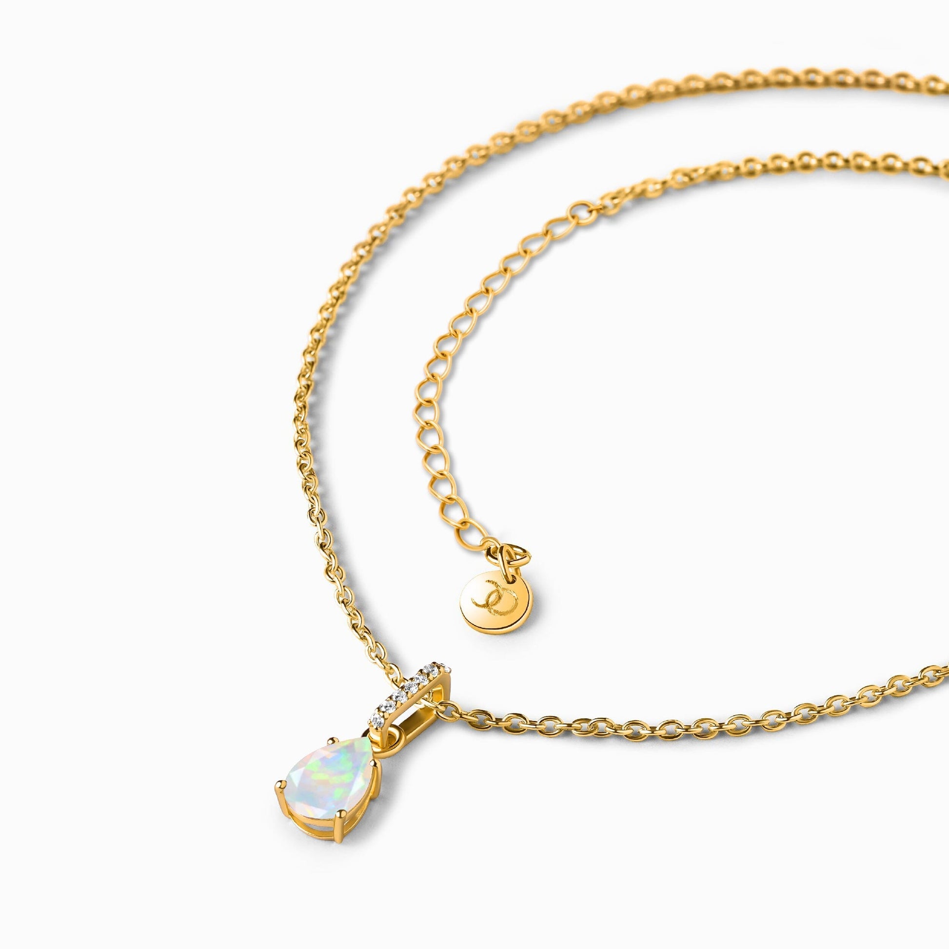 Fine Opal Lab Diamond Necklace Sway - yellow gold detail