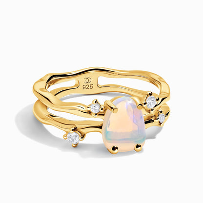 Opal Ring - Flow, yellow gold vermeil