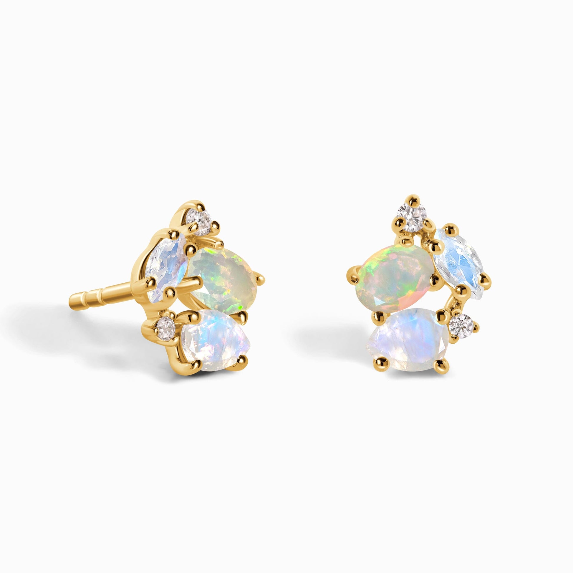 Opal Moonstone Earrings - Orion - yellow gold