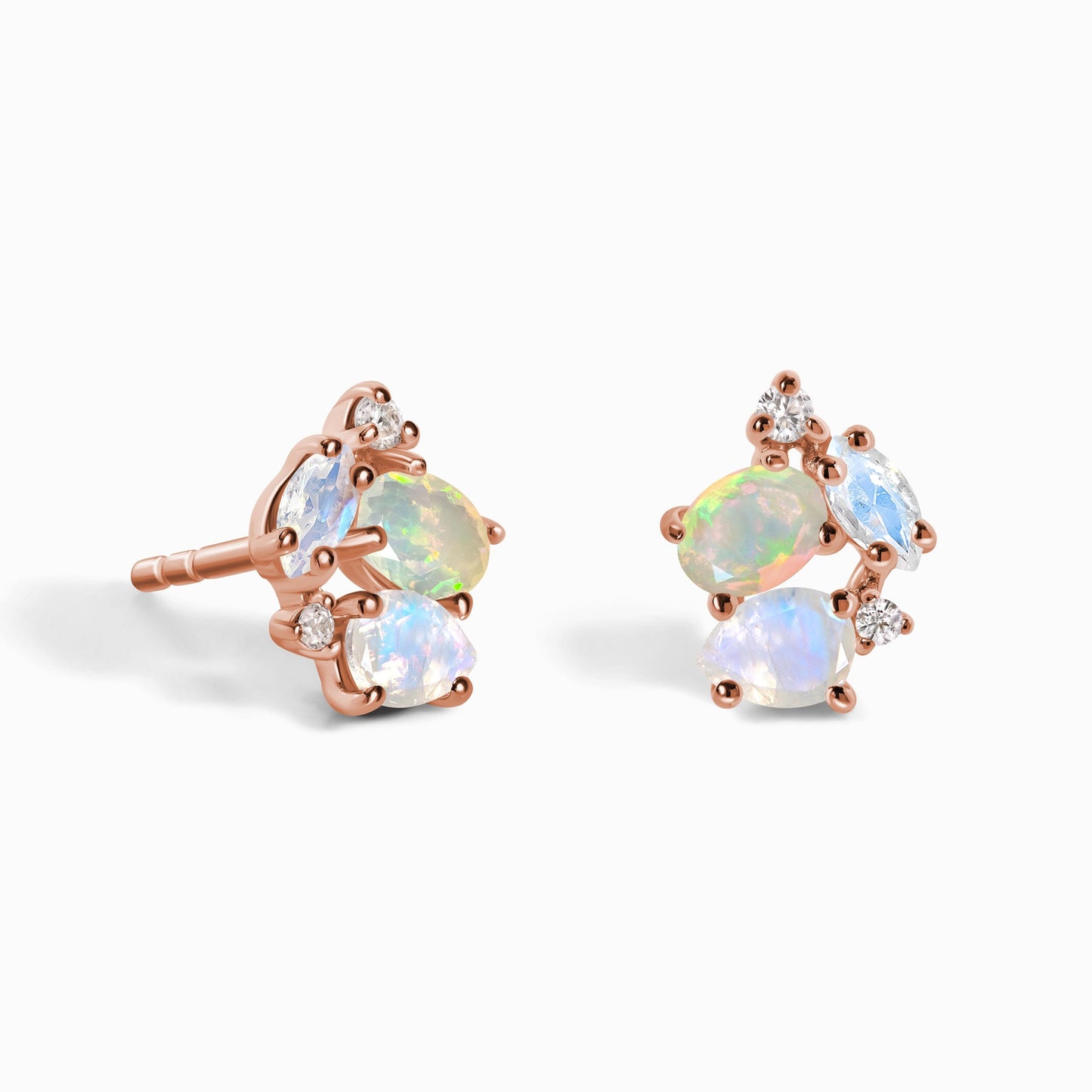 Opal Moonstone Earrings - Orion - rose gold