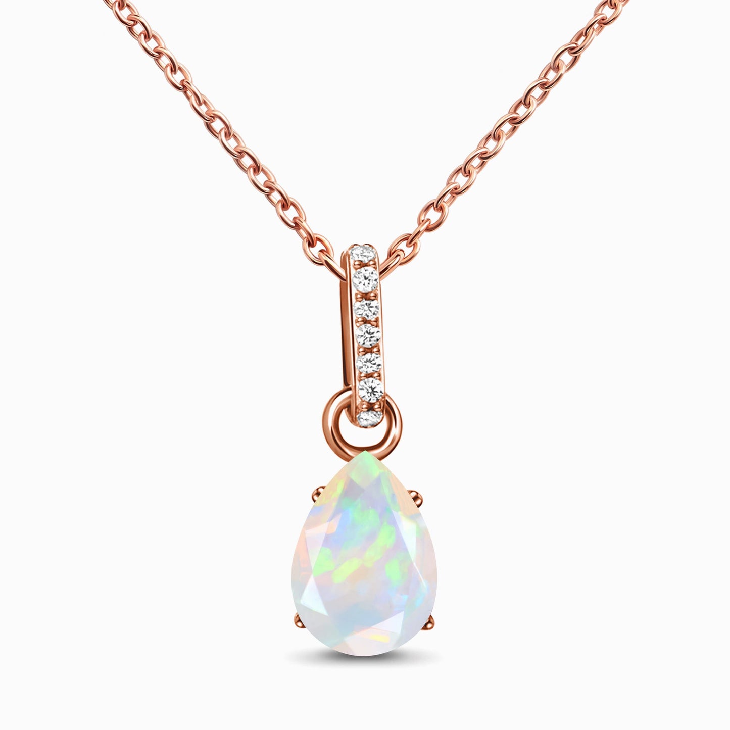 Fine Opal Lab Diamond Necklace Sway - rose gold studio