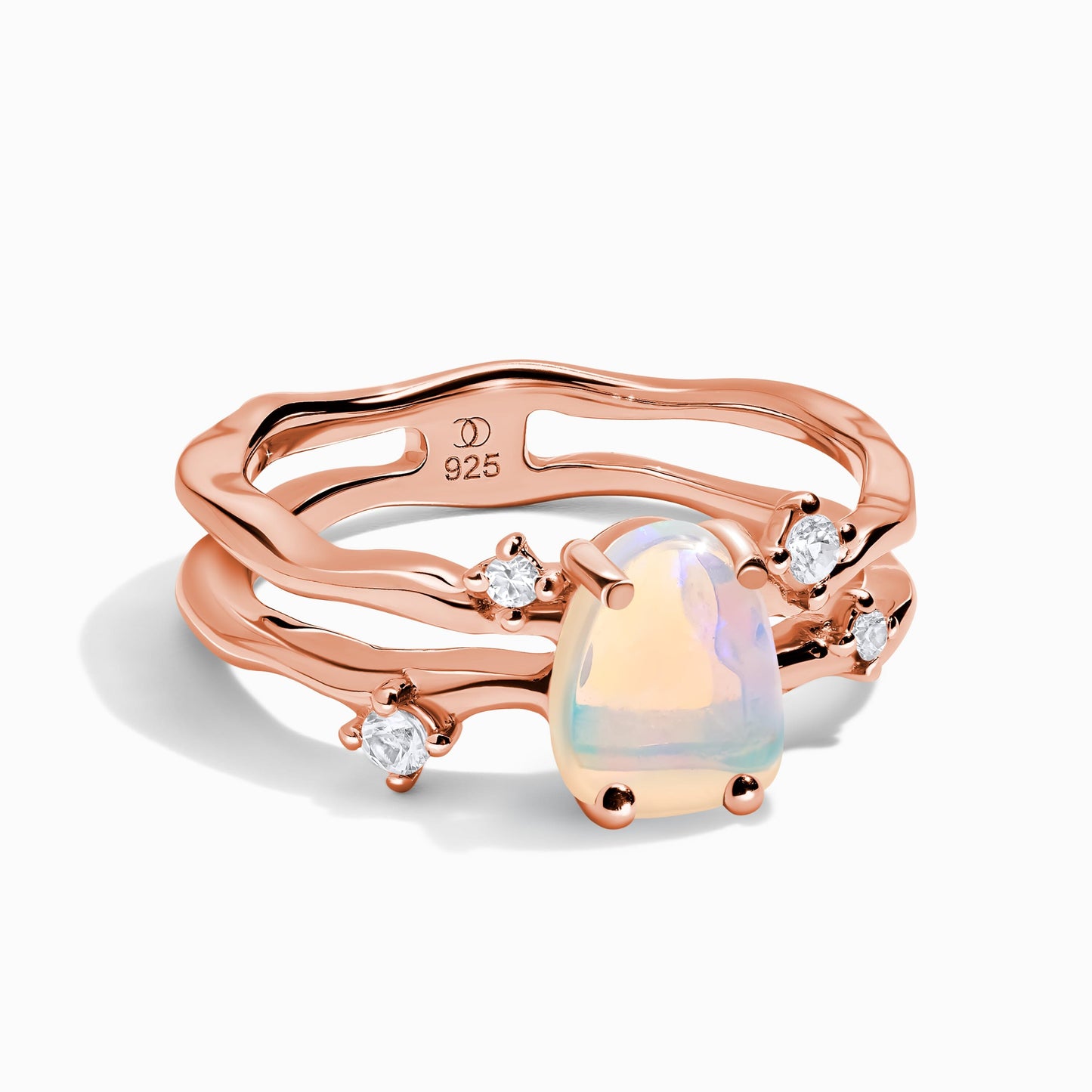 Opal Ring - Flow, rose gold vermeil