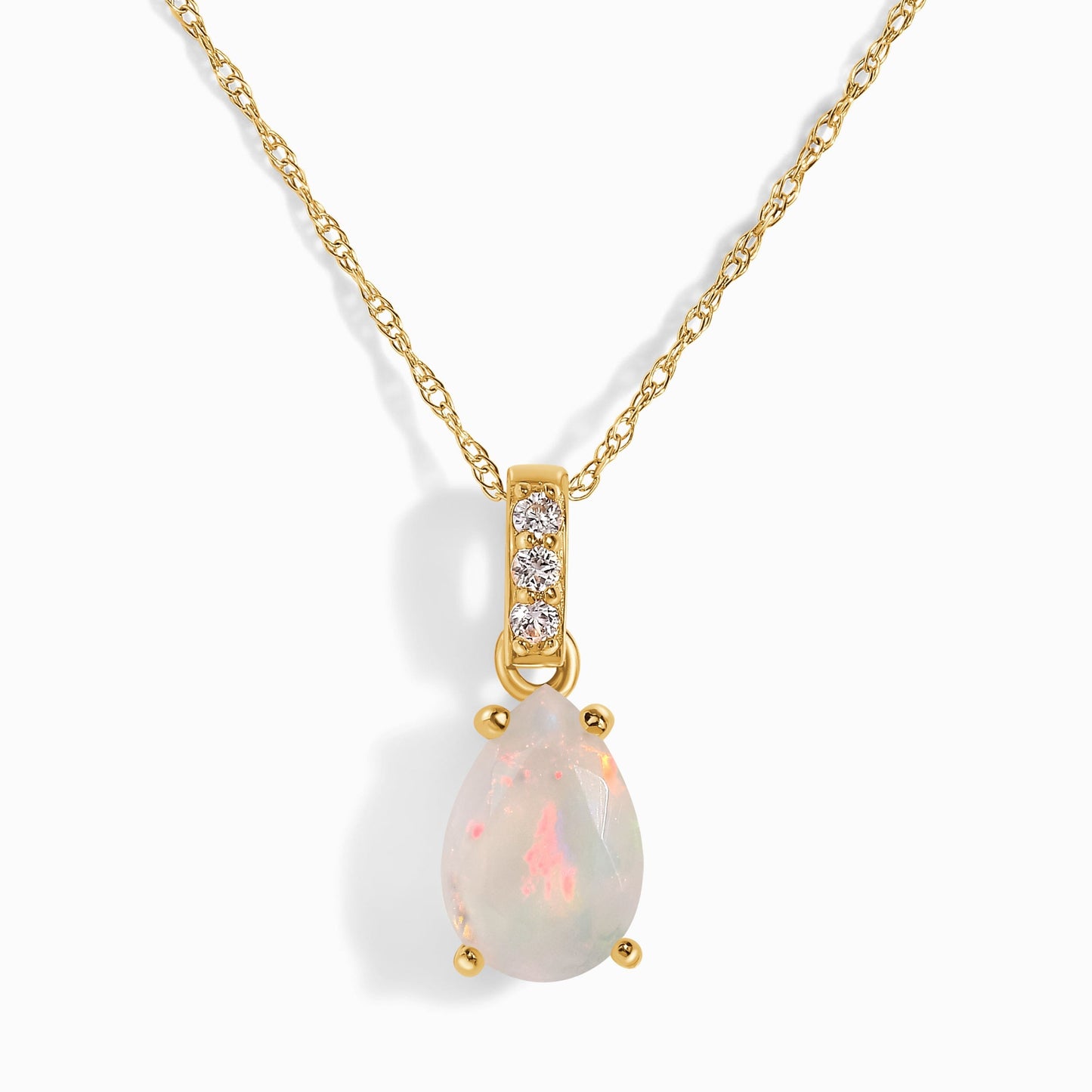 Opal Diamond Necklace Sway, yellow gold