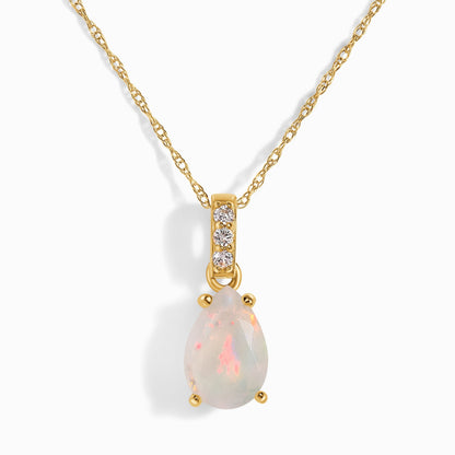 Opal Diamond Necklace Sway, yellow gold