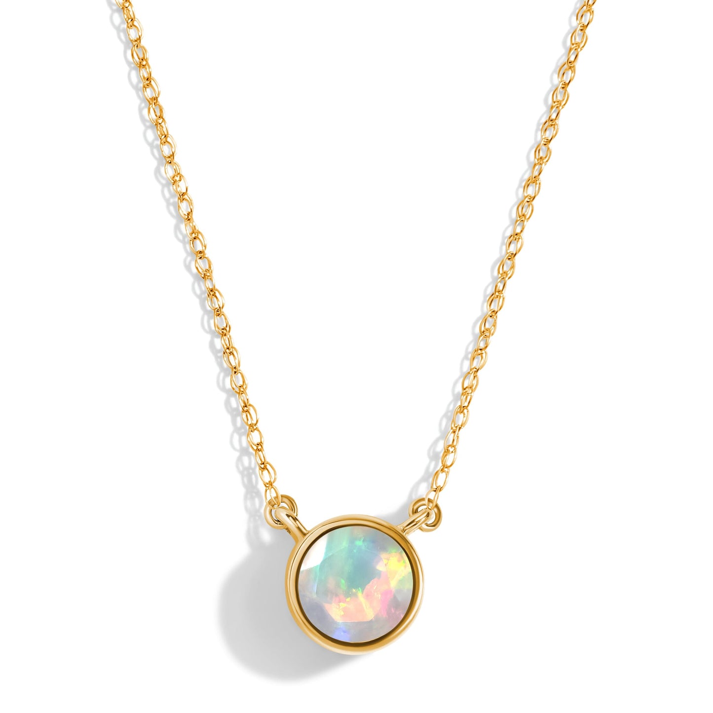 Opal Necklace - Solitaire, yellow gold