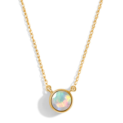 Opal Necklace - Solitaire, yellow gold