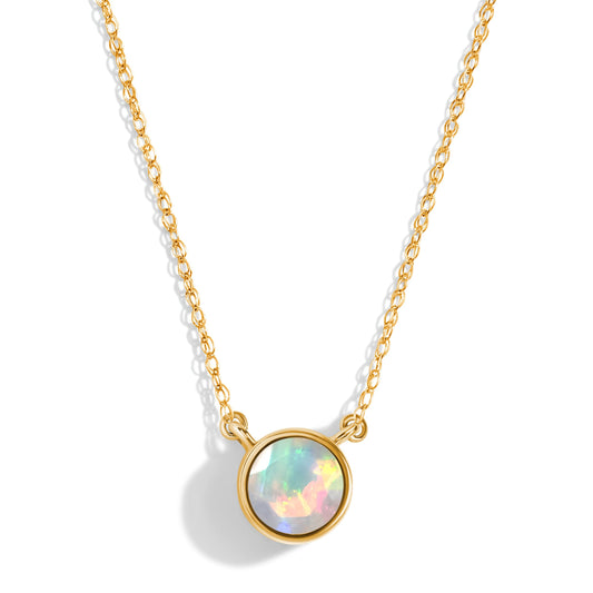 Opal Necklace - Solitaire, yellow gold