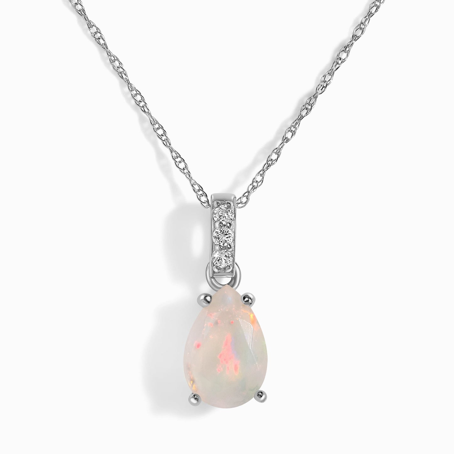 Opal Diamond Necklace Sway, white gold