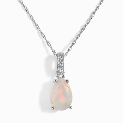 Opal Diamond Necklace Sway, white gold