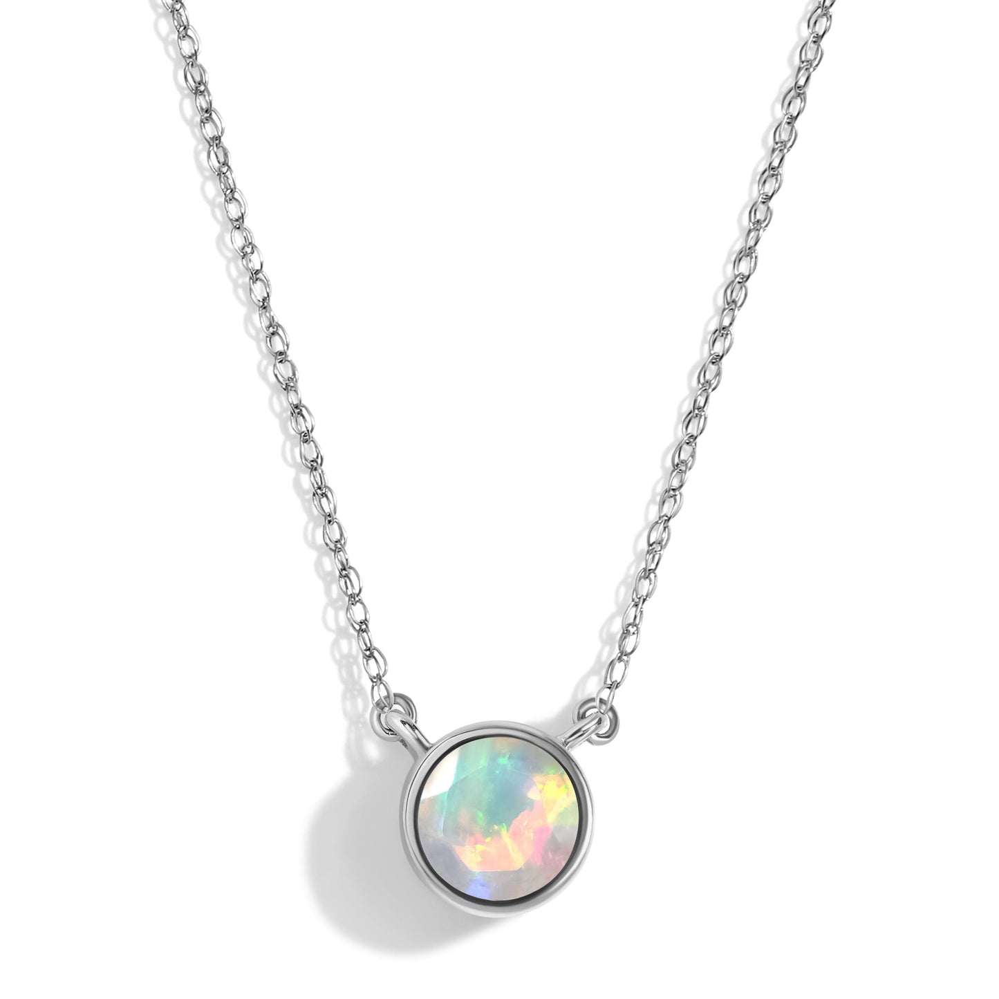 Opal Necklace - Solitaire, white gold