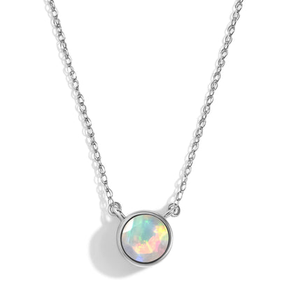 Opal Necklace - Solitaire, white gold
