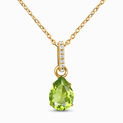 Fine Peridot Lab Diamond Necklace Sway - August Birthstone