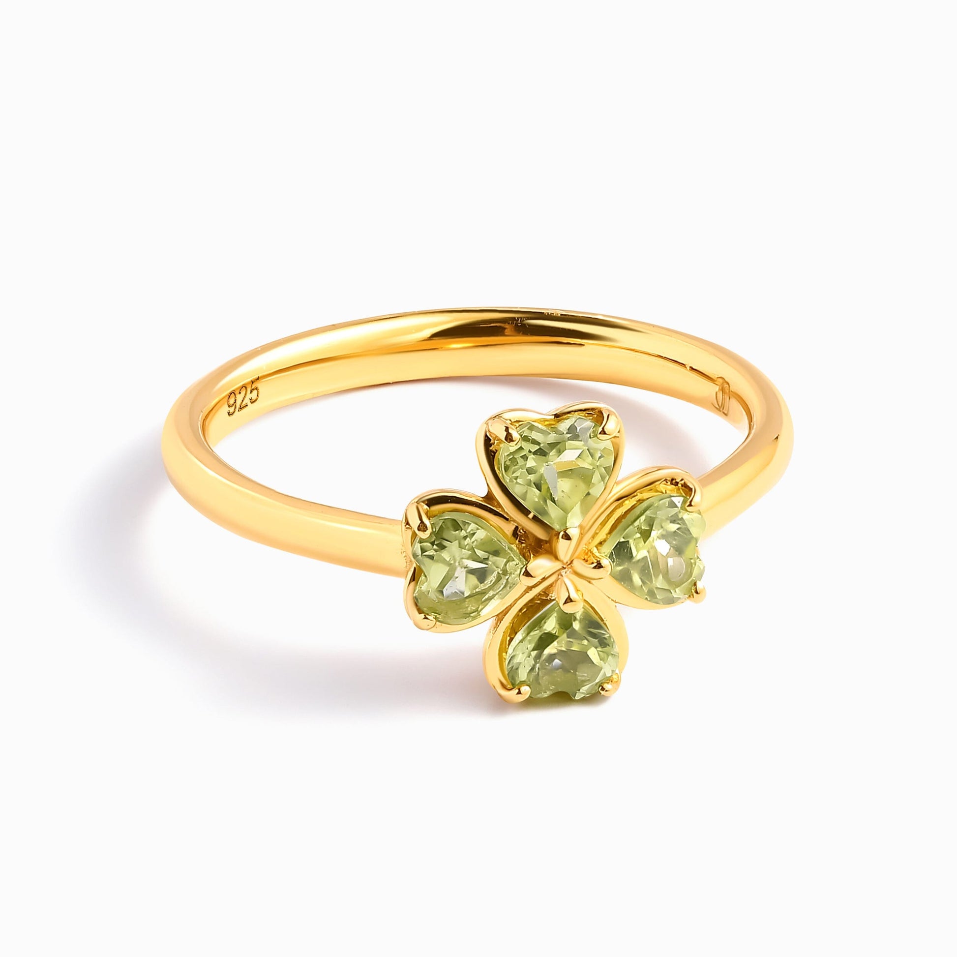 Shamrock Ring Peridot - yellow gold