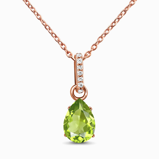 Fine Peridot Lab Diamond Necklace Sway - August Birthstone