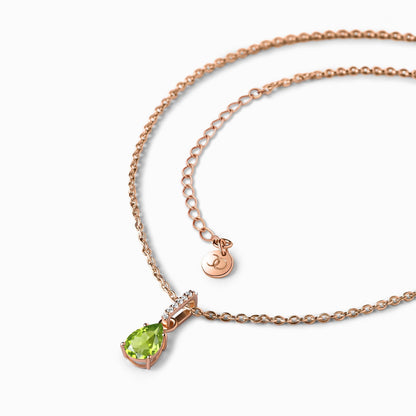 Peridot Necklace Sway - rose gold angle