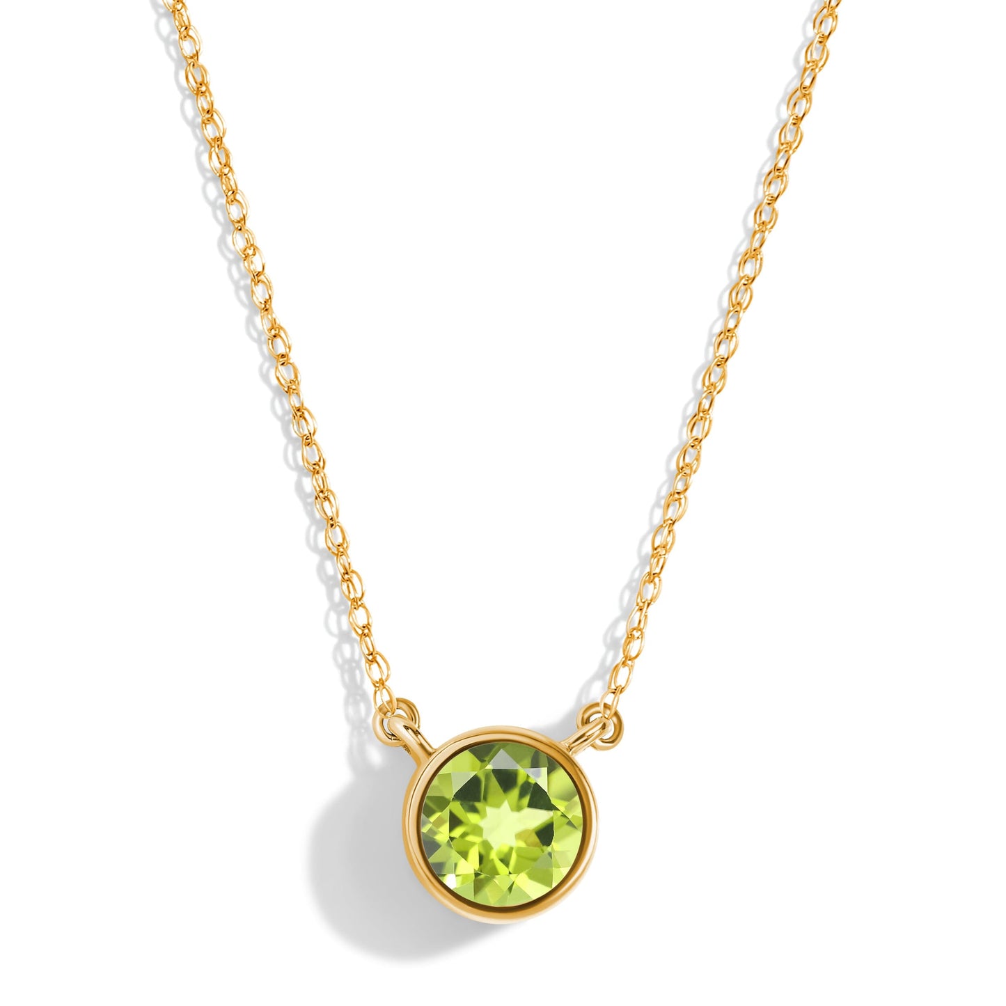 Peridot Necklace Solitaire - yellow gold
