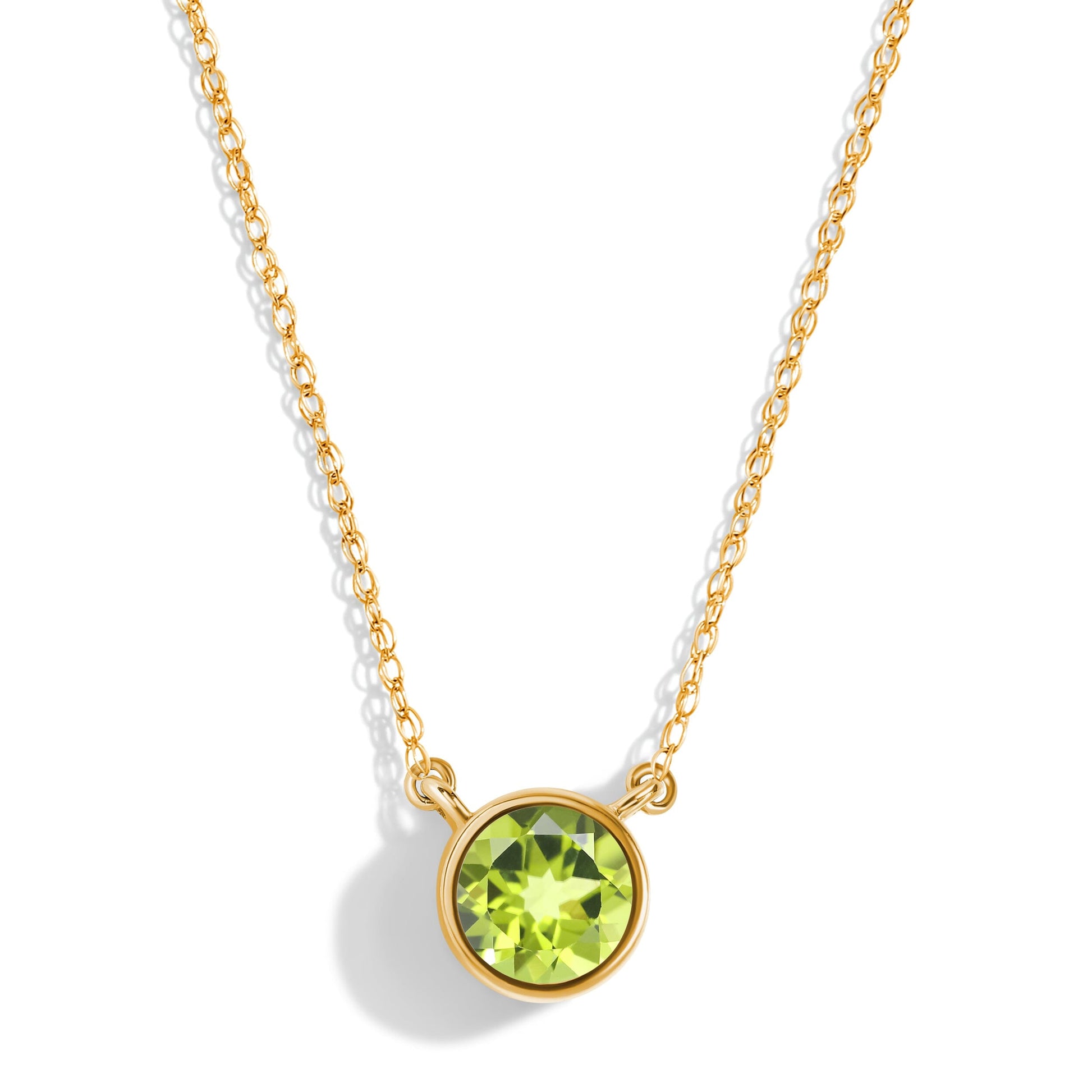 Peridot Necklace Solitaire - yellow gold