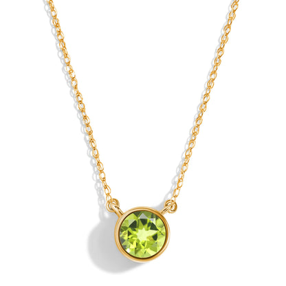 Peridot Necklace Solitaire - yellow gold