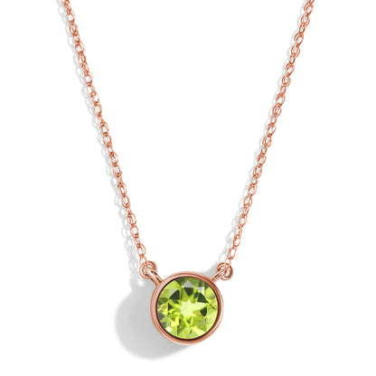 Peridot Necklace Solitaire - rose gold