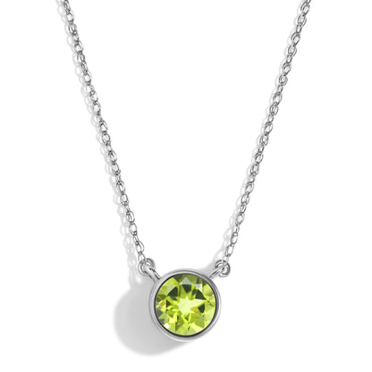 Peridot Necklace Solitaire - white gold