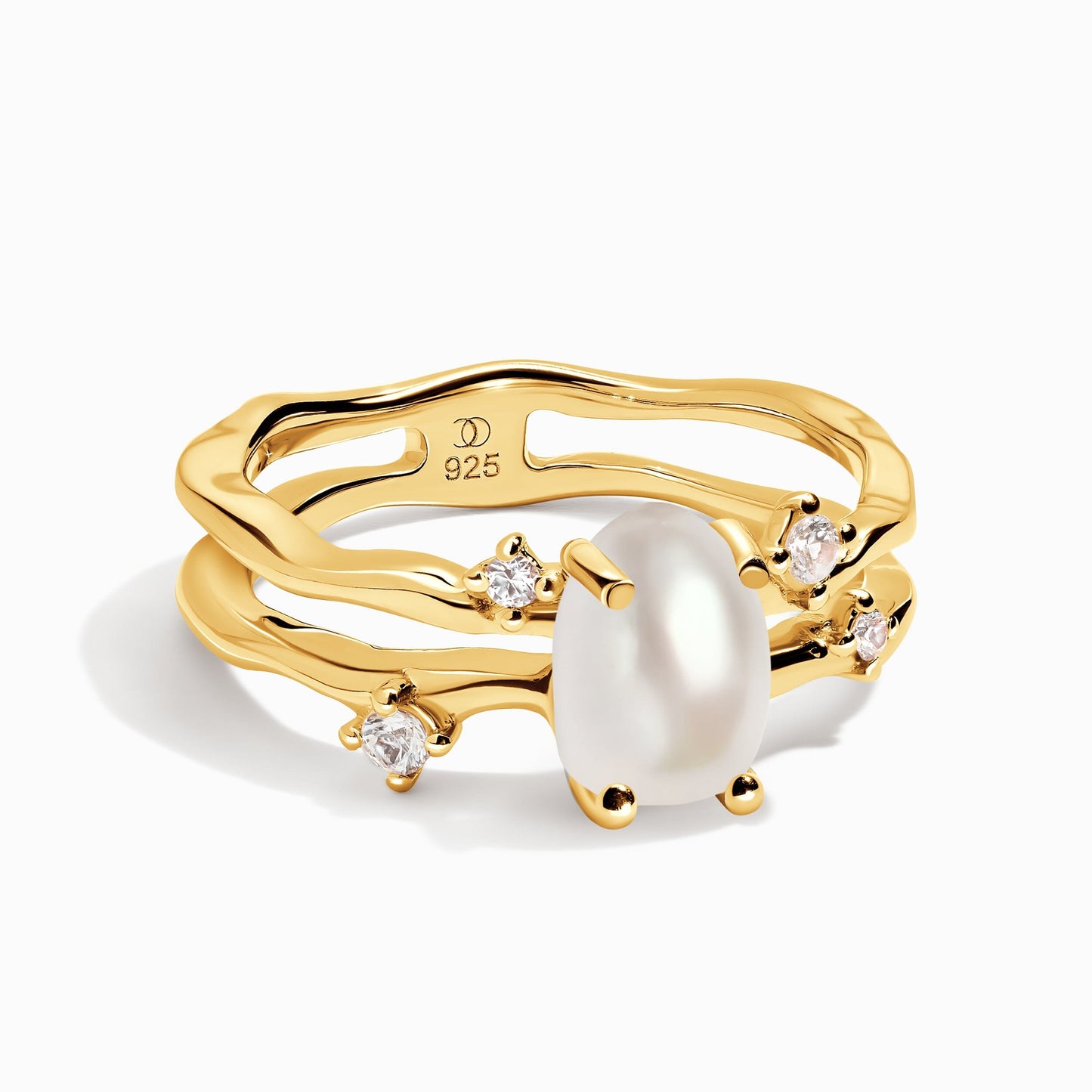 Pearl Ring Flow - yellow gold