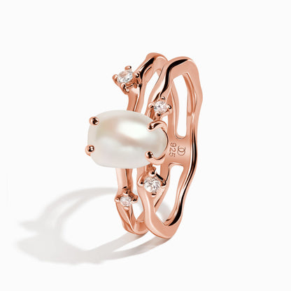 Pearl Ring Flow - rose gold angle