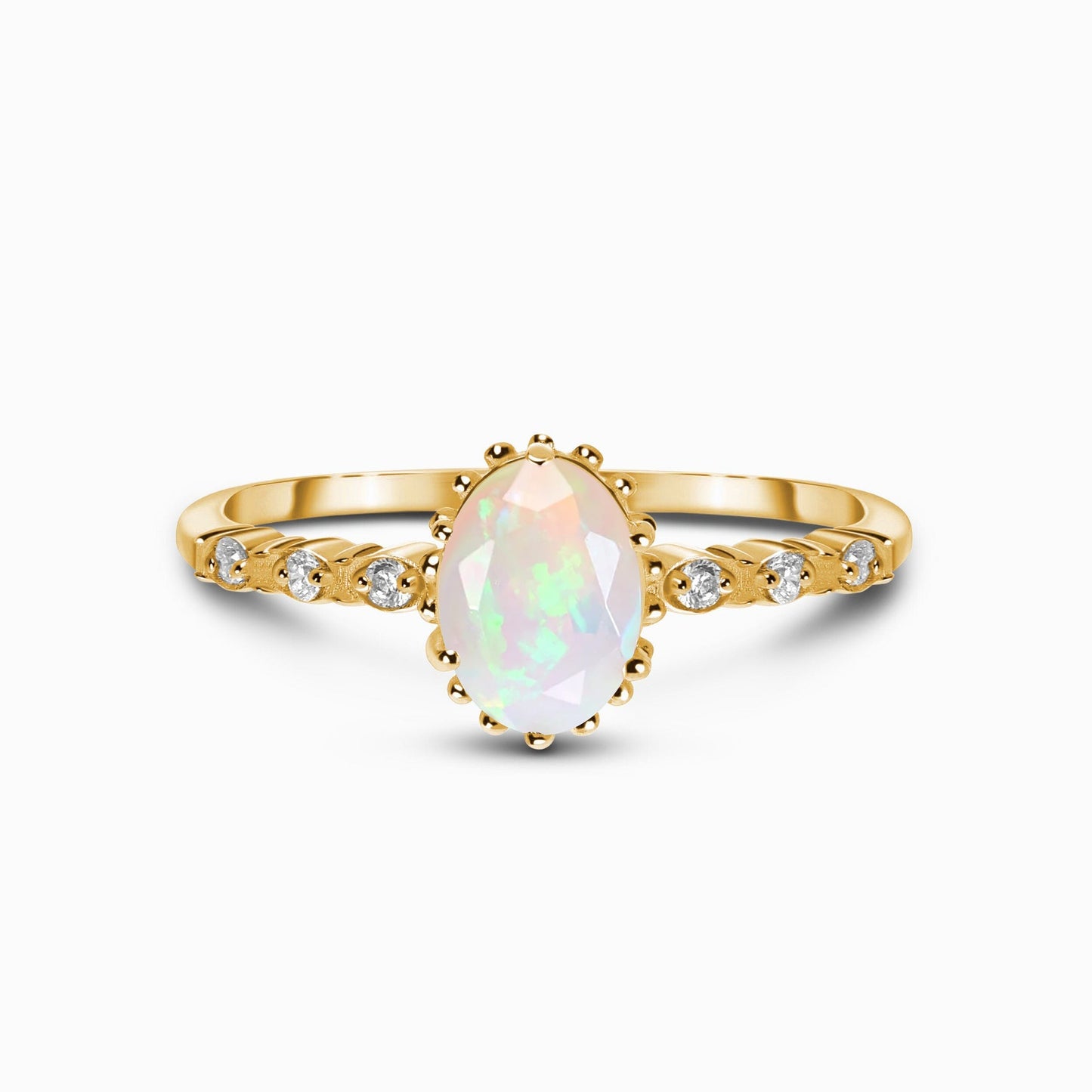 Opal Ring - Above Clouds, yellow gold