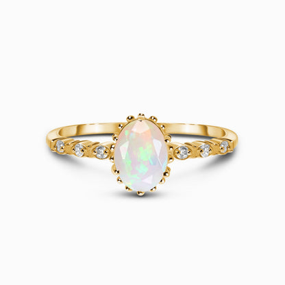 Opal Ring - Above Clouds, yellow gold
