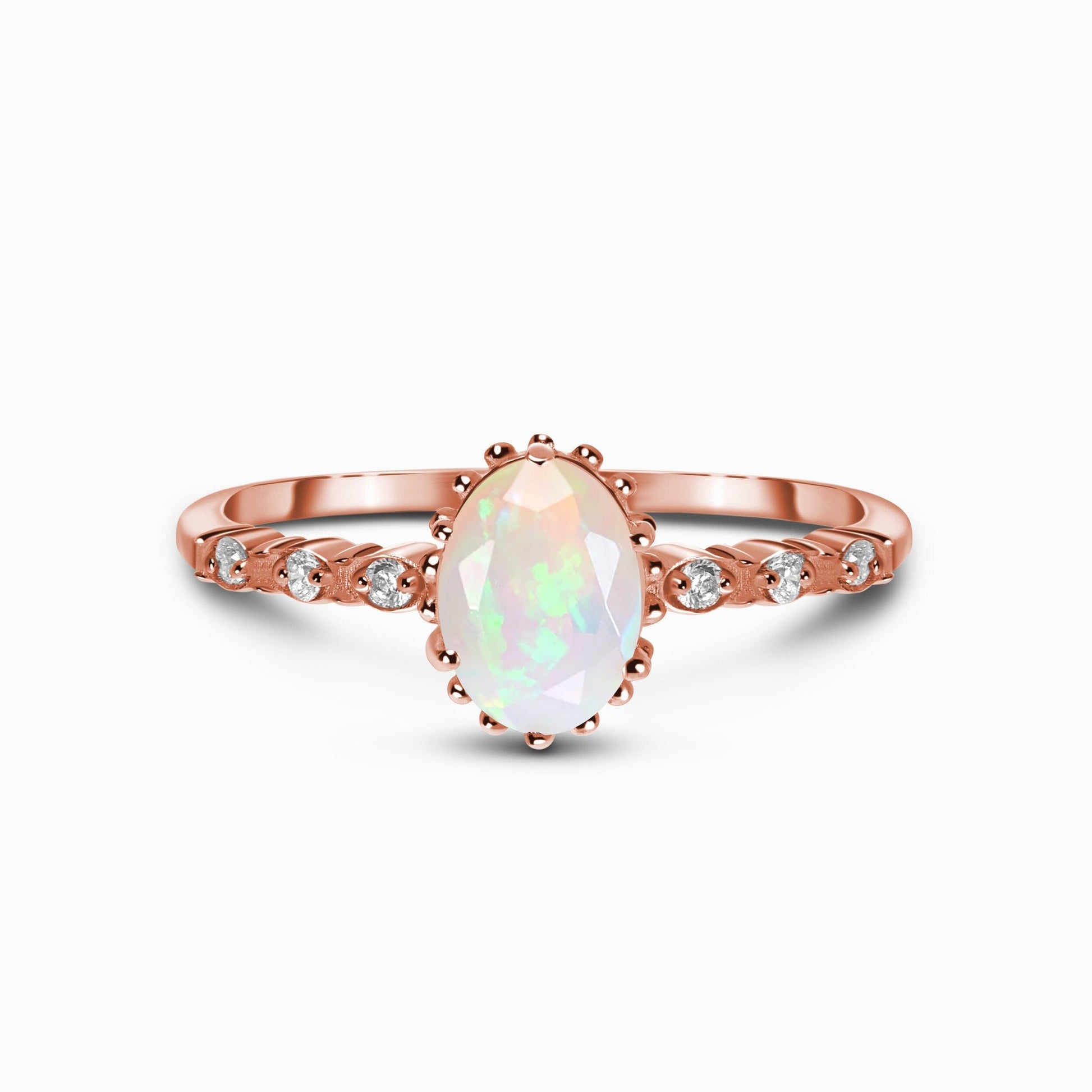 Opal Ring - Above Clouds, rose gold