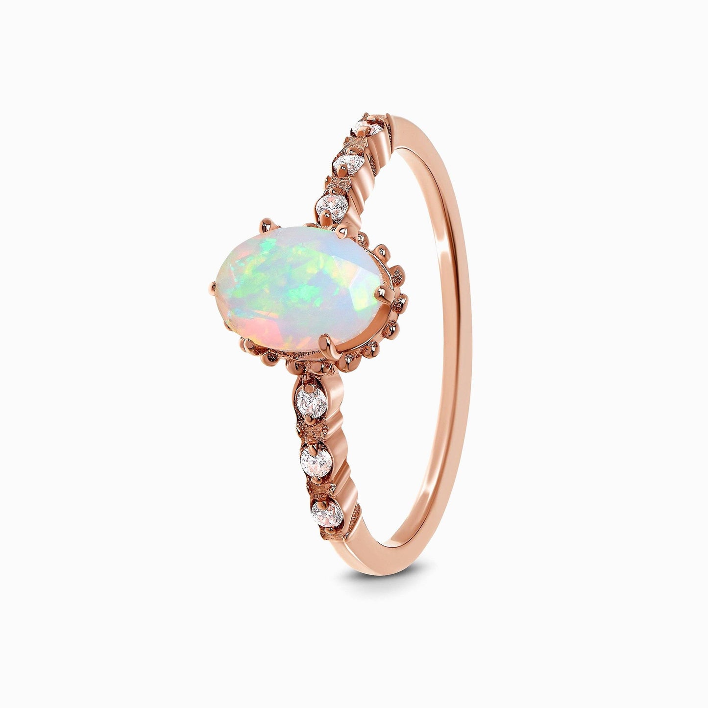 Opal Ring - Above Clouds, rose gold detail