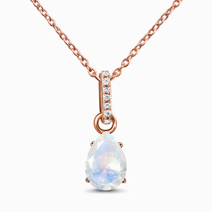 Fine Moonstone Lab Diamond Necklace Sway - June Birthstone - RG