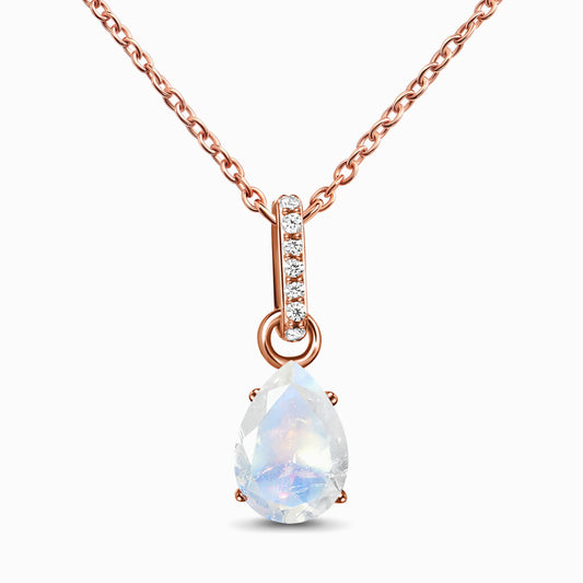 Fine Moonstone Lab Diamond Necklace Sway - June Birthstone - RG