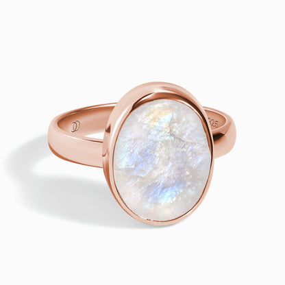 Moonstone Ring - Enfolded - rose gold vermeil
