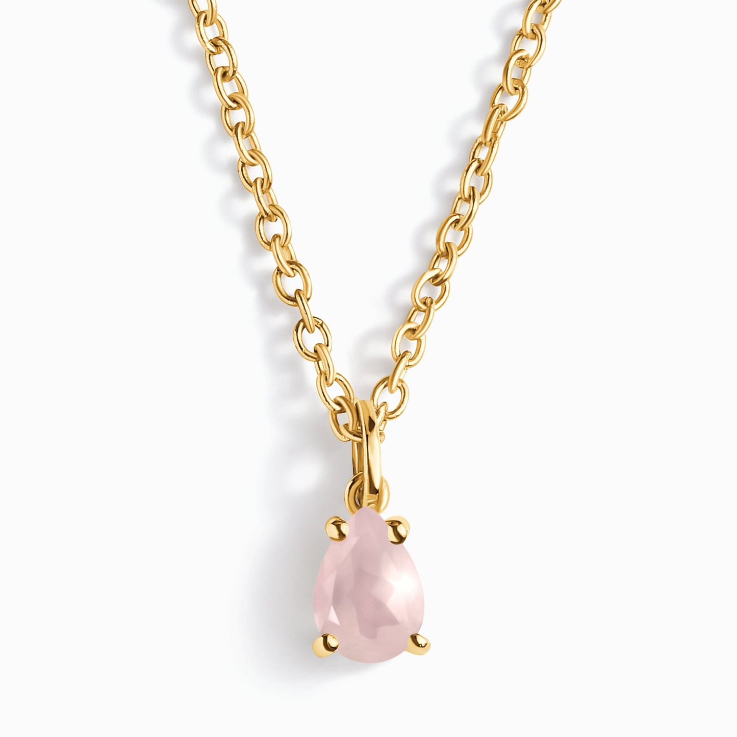 Rose Quartz Necklace - Worthiness, yellow gold