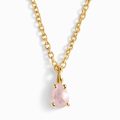 Rose Quartz Necklace - Worthiness, yellow gold