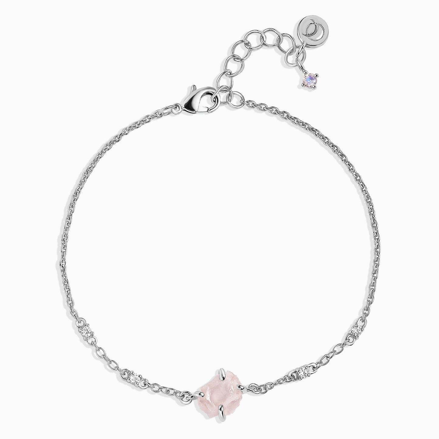 Raw Crystal Bracelet - Rose Quartz Self-Love, silver