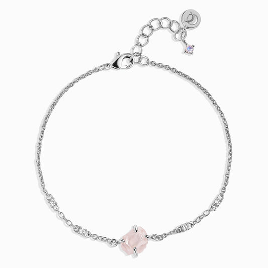 Raw Crystal Bracelet - Rose Quartz Self-Love, silver