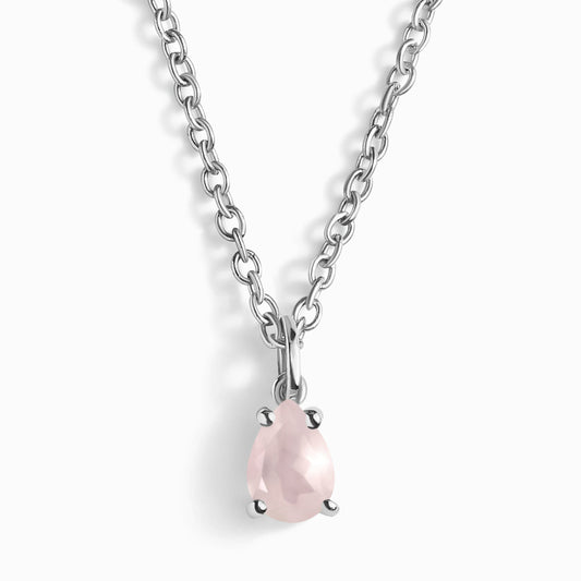 Rose Quartz Necklace - Worthiness, silver