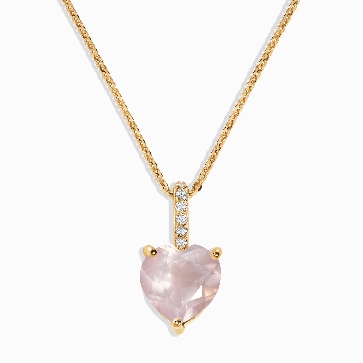 Rose Quartz Necklace - By Your Side - yellow gold