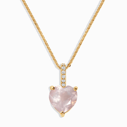 Rose Quartz Necklace - By Your Side - yellow gold