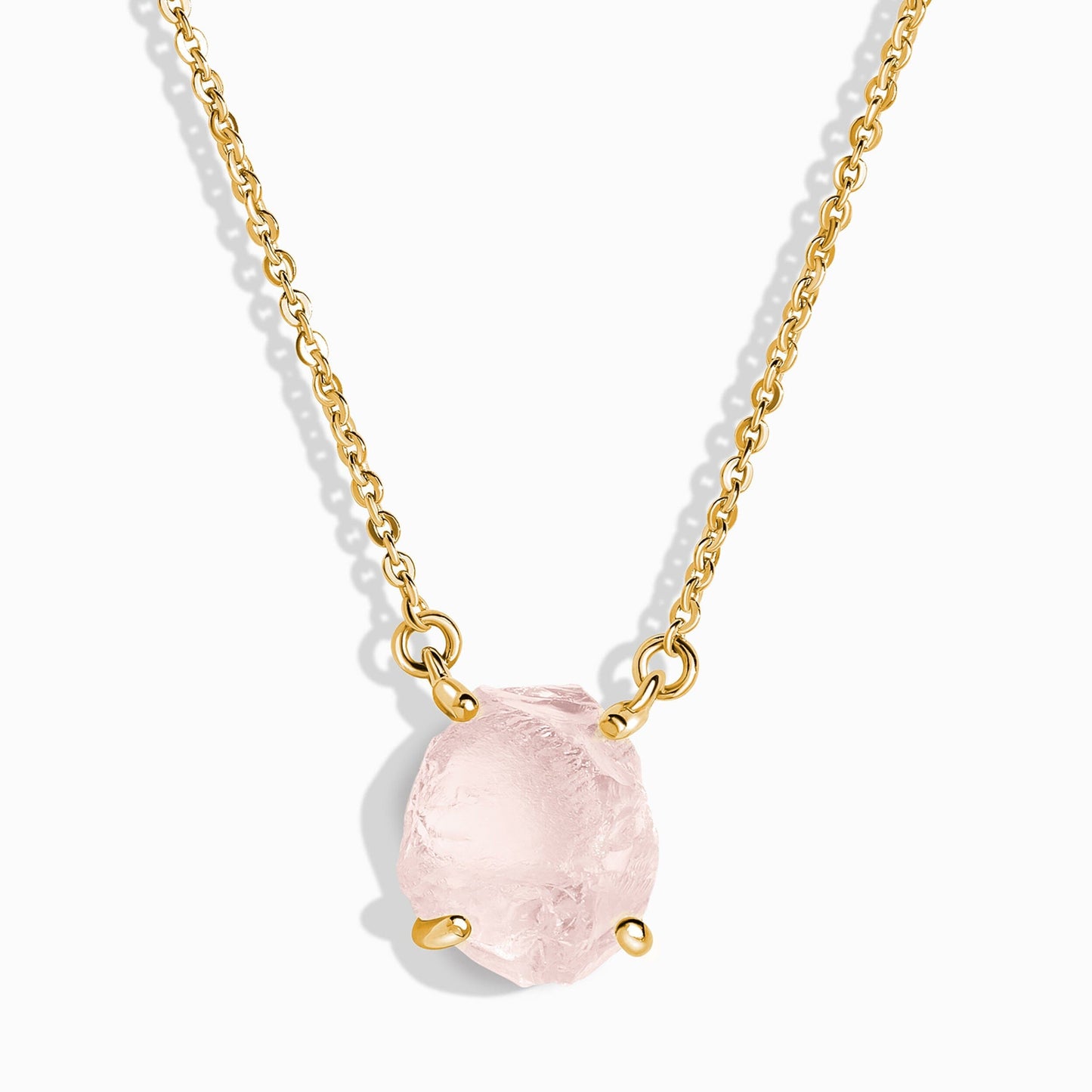 Raw Crystal Necklace - Rose Quartz 'Self-Love' - yellow gold