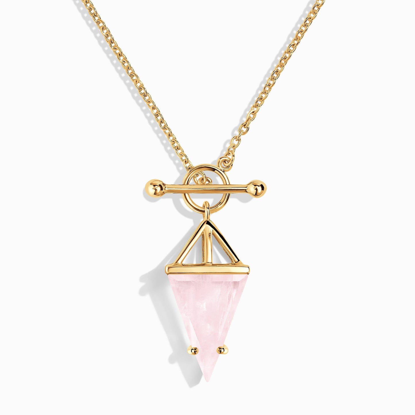 Rose Quartz Necklace - Heroine, yellow gold
