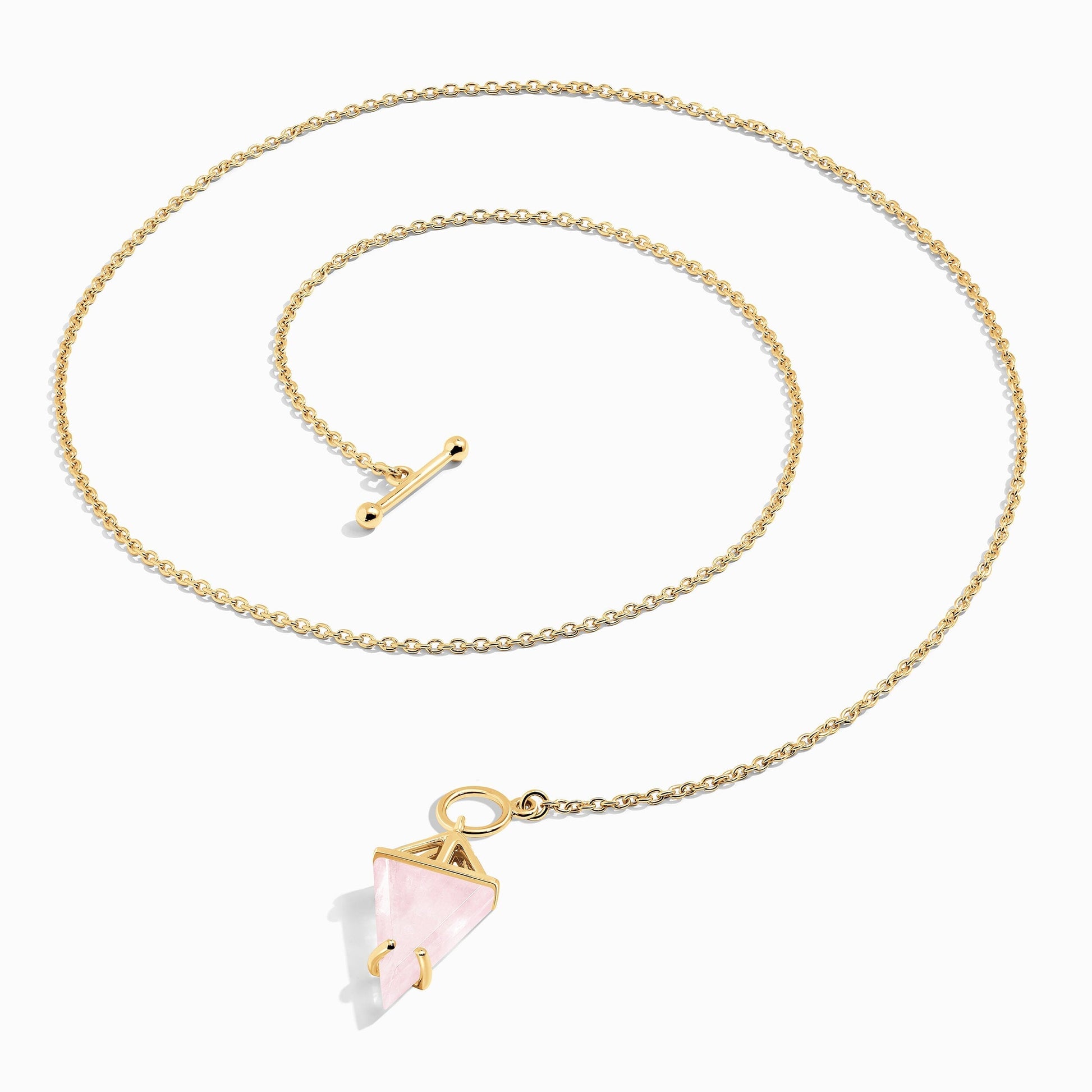 Rose Quartz Necklace - Heroine, yellow gold detail 2