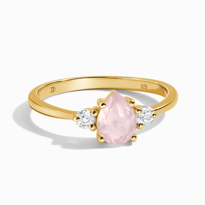 Rose Quartz Ring - Lania - yellow gold