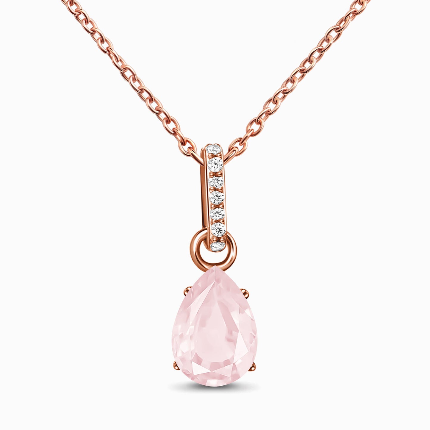 Rose Quartz Necklace - Sway - rose gold